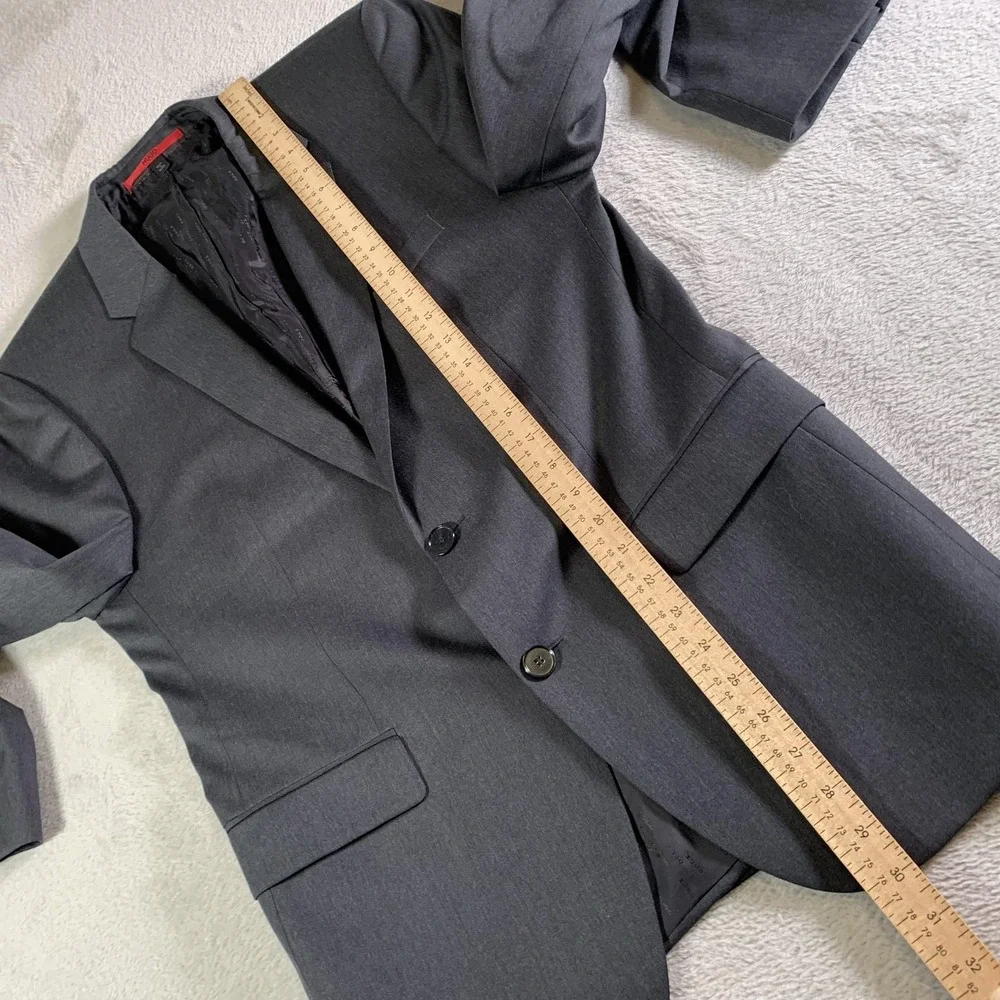 Hugo Boss Suit Jacket Mens 40R Gray Supergraphite Super 120s Wool Two‎ Button